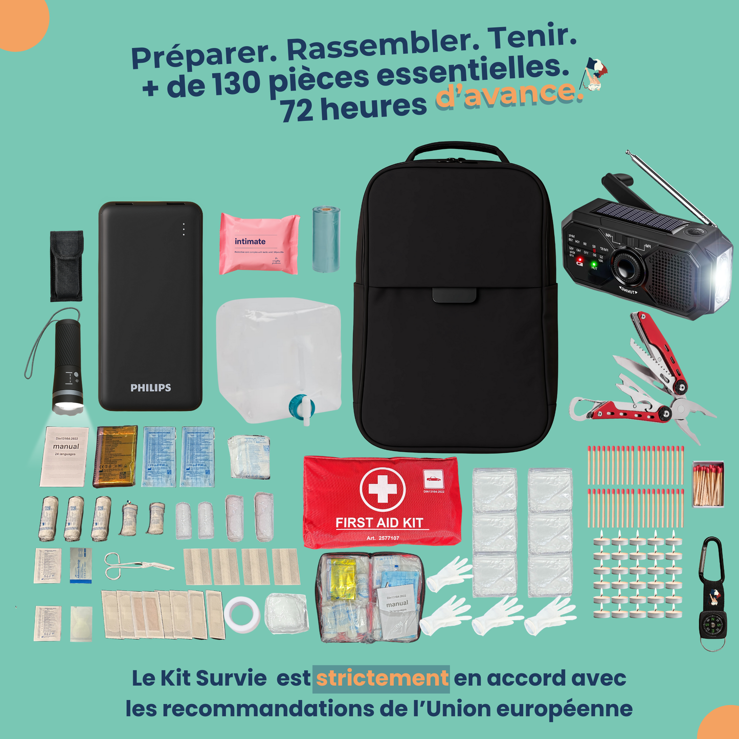 Sac de survie « 72H Résilience »  – 130 pièces pour tenir l’imprévu